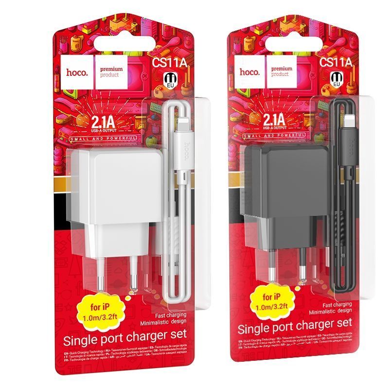Мережевий Зарядний Пристрій Hoco CS11A 1USB 2.1A+USB to Lightning Білий
